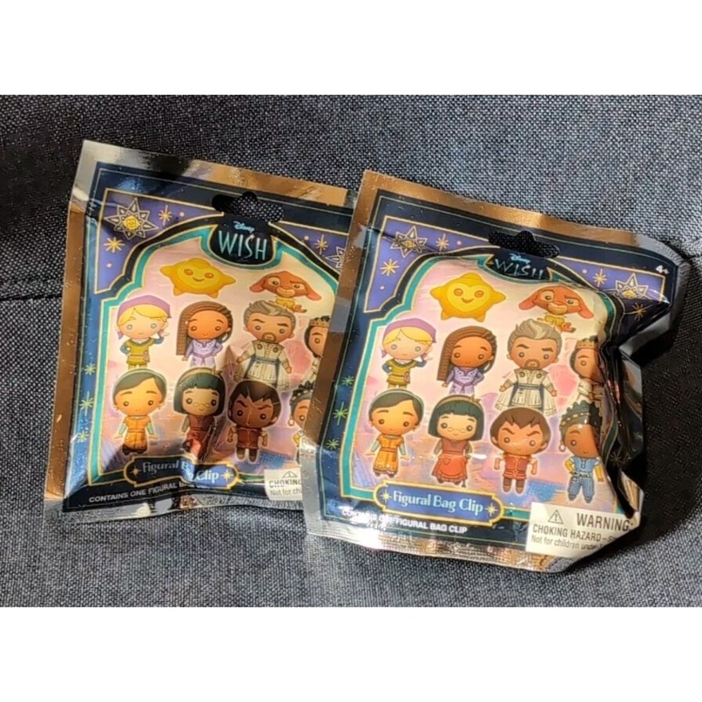 Disney WISH Series 1 Figural 3D Bag Clip - LOT of 2 Sealed Blind Bags